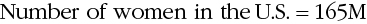 upper Number of women in the normal upper U period normal upper S period equals 165 normal upper M