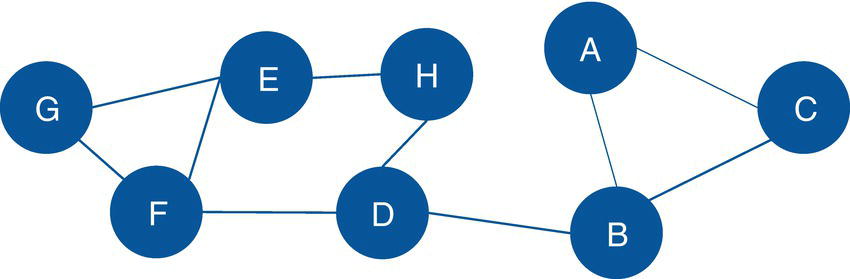 Schematic illustration of input graph with undirected links for the biconnected components identification.