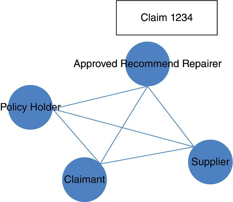 Schematic illustration of nodes and links assigned to an individual claim.