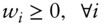 w Subscript i Baseline greater-than-or-equal-to 0 comma for-all i