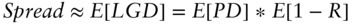 italic Spread almost-equals upper E left-bracket italic upper L upper G upper D right-bracket equals upper E left-bracket italic upper P upper D right-bracket asterisk upper E left-bracket 1 minus upper R right-bracket