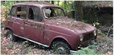A photograph of a car that has not been maintained.