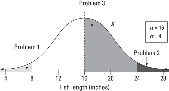 An illustration of distribution of fish lengths in a pond.