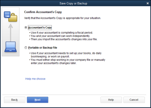 Snapshot of the second Save Copy or Backup dialog box.