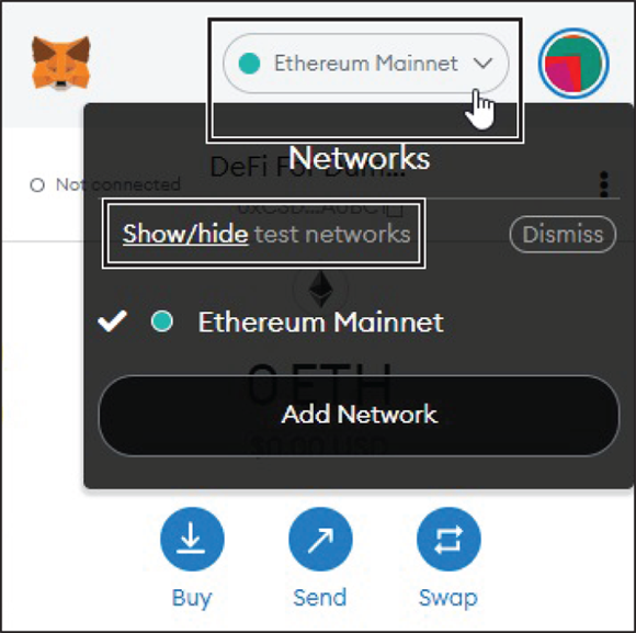 Snapshot of networks drop-down menu on MetaMask.