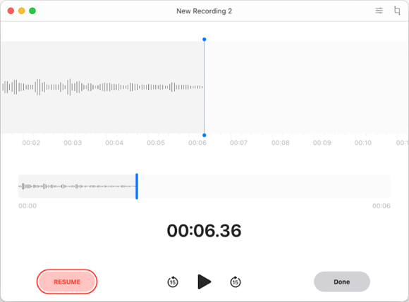 Snapshot of recording a voice memo.