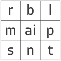 An illustration of example of a word square featuring the AI vowel team