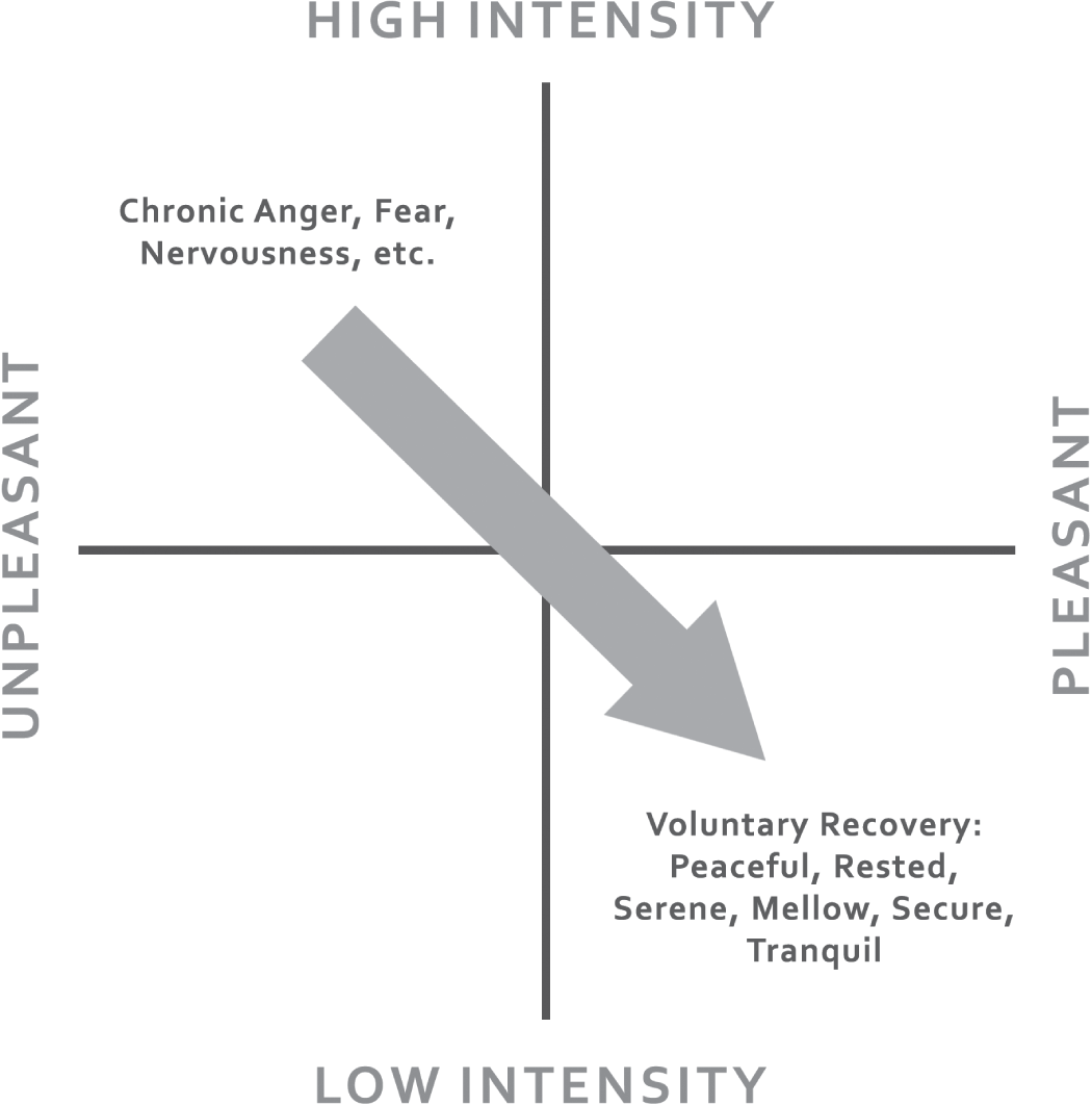 Schematic illustration of voluntary recovery assists in disrupting negative energy.