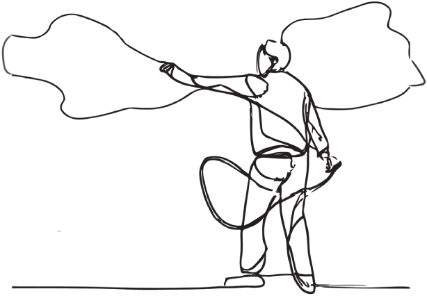 An illustration of a man with a rope.