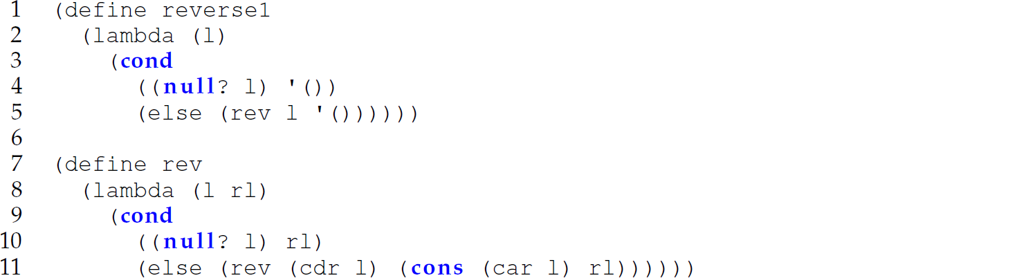 A set of 11 code lines in Scheme using difference lists technique.