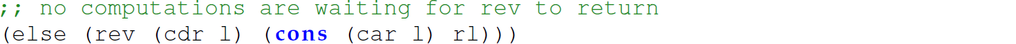 A set of two code lines in Scheme in which an expression is not appended.