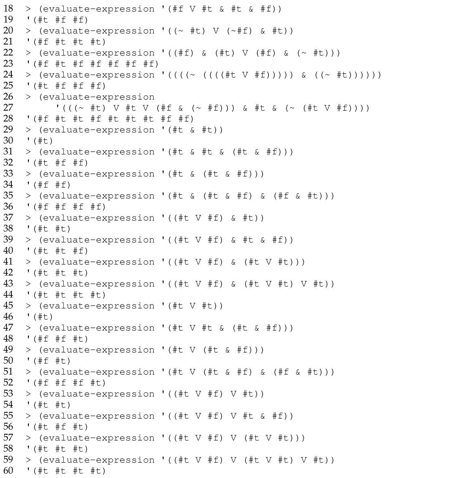 Continuation of the code in Scheme with the evaluate dash expression function consisting of 42 lines.