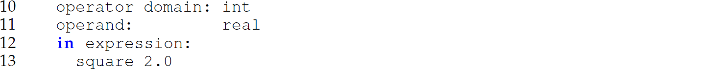 Continuation of the code in M L with a square function that cannot be defined to accept any numeric value consisting of four lines.