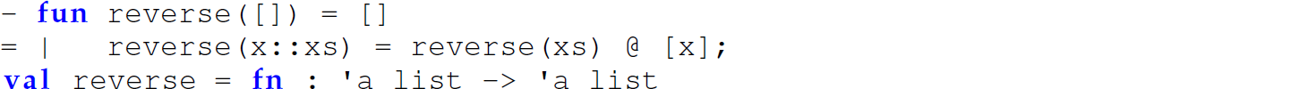 A function in M L that includes type variables.