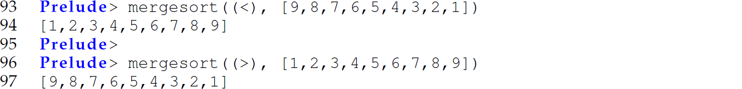 A set of five code lines in Haskell with an uncurried com pop function.