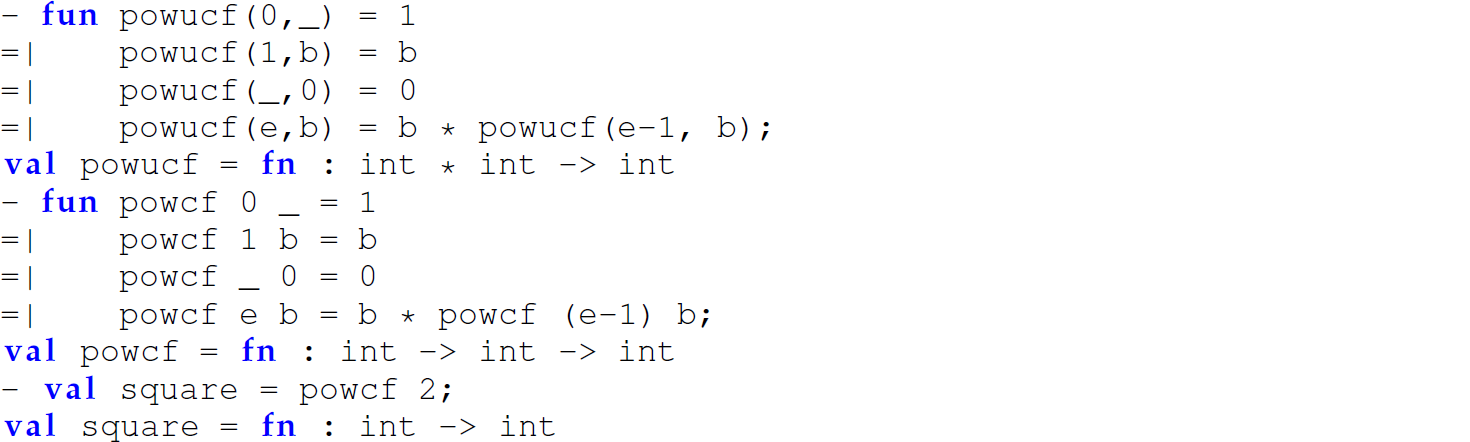 A set of 13 code in M L with a function defined in a curried form.