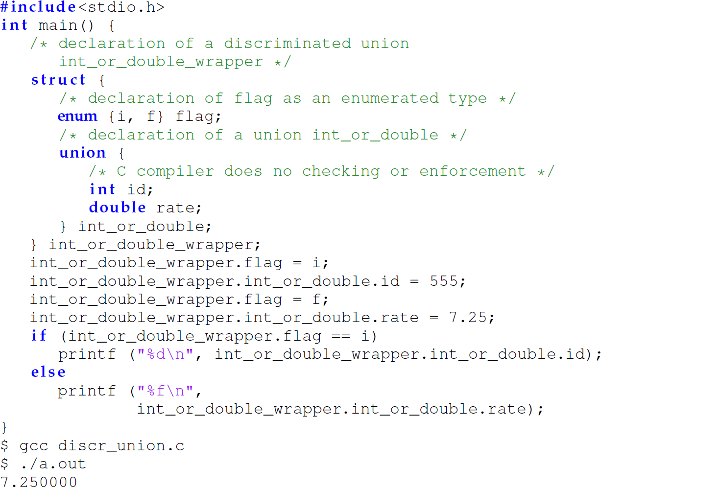 A set of 26 code lines with a discriminated union.