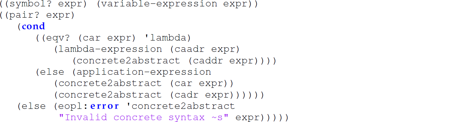 Continuation of the code with the definition of concrete 2 abstract consisting of 11 code lines.