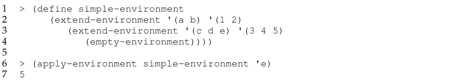 A set of seven code lines for evaluation.