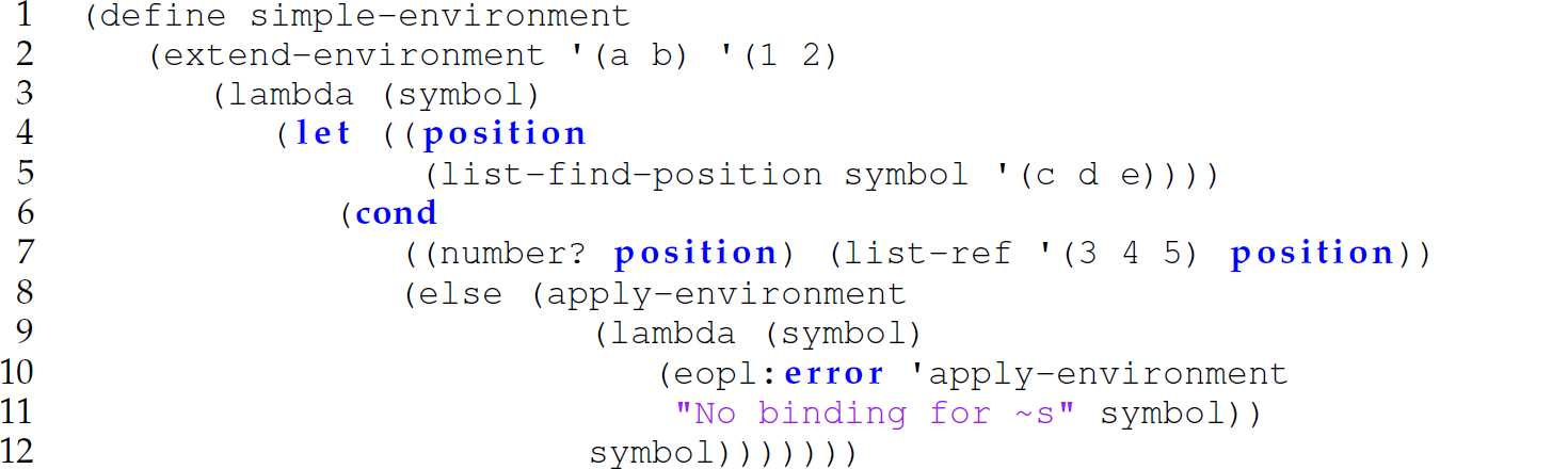 A set of 12 code lines for creating an environment, with an error message.