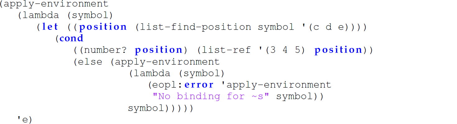 A set of 11 code lines for evaluation and returns.