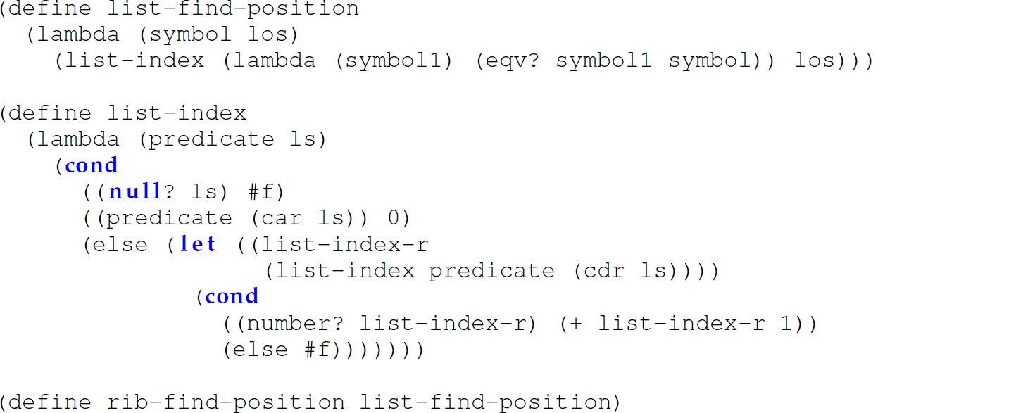 A list 14 code lines with the function rib-find-position.