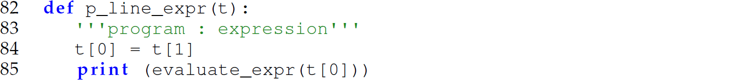 A set of four code lines in Camille for updating the definition of p underscore line underscore e x p r.