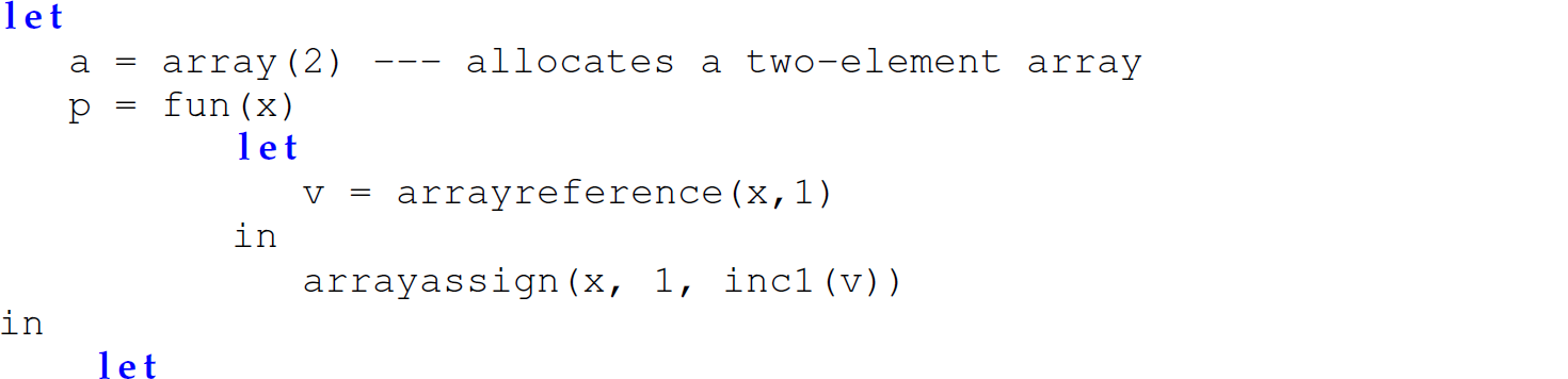 A set of nine code lines in a Camille program.