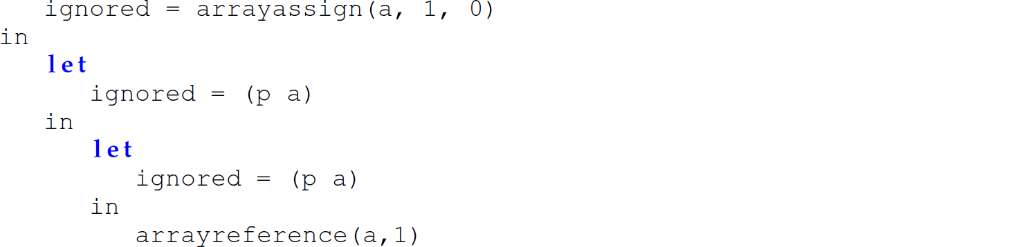 Continuation of the code in a Camille program consisting of nine lines.