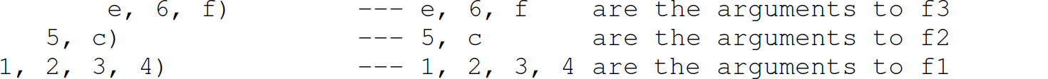 Continuation of the code in an illustrative Camille program consisting of three lines.