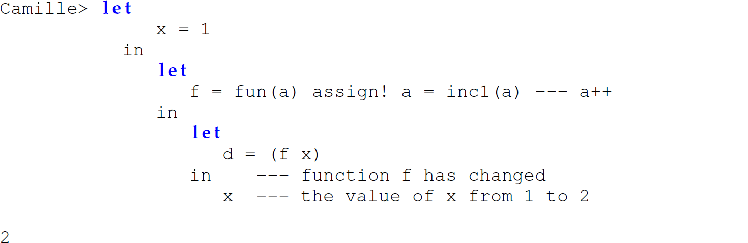 A set of 11 code lines in a Camille interpreter that supports pass-by-reference for variable arguments.