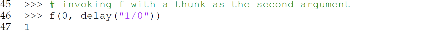 A set of three code lines with the function delay.