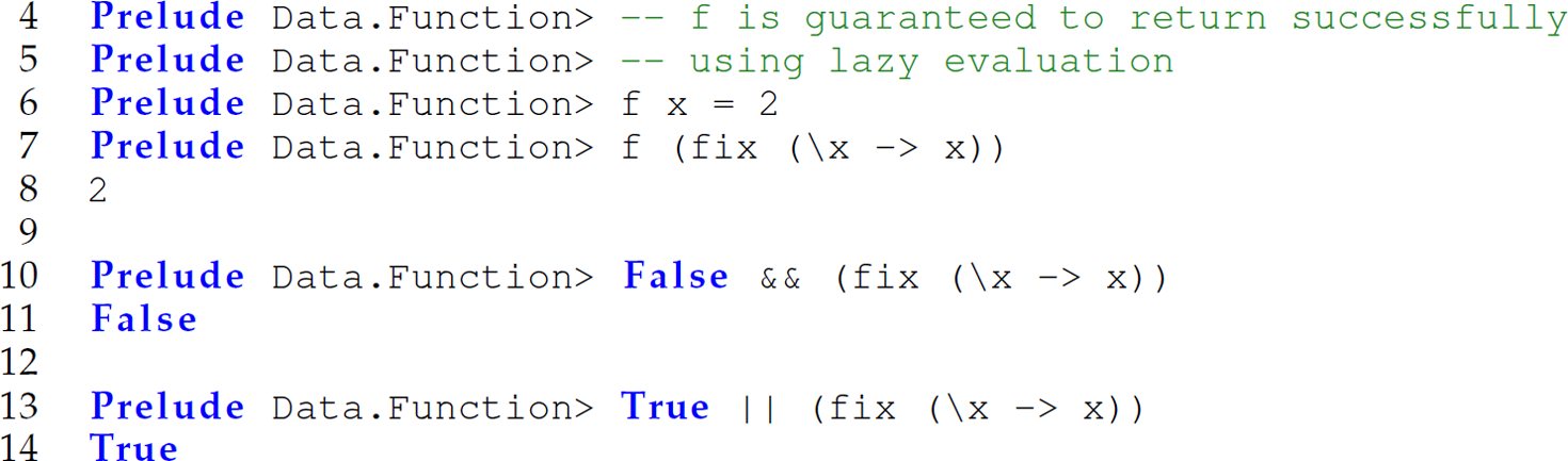 Continuation of the code in Haskell, consisting of 11 lines.