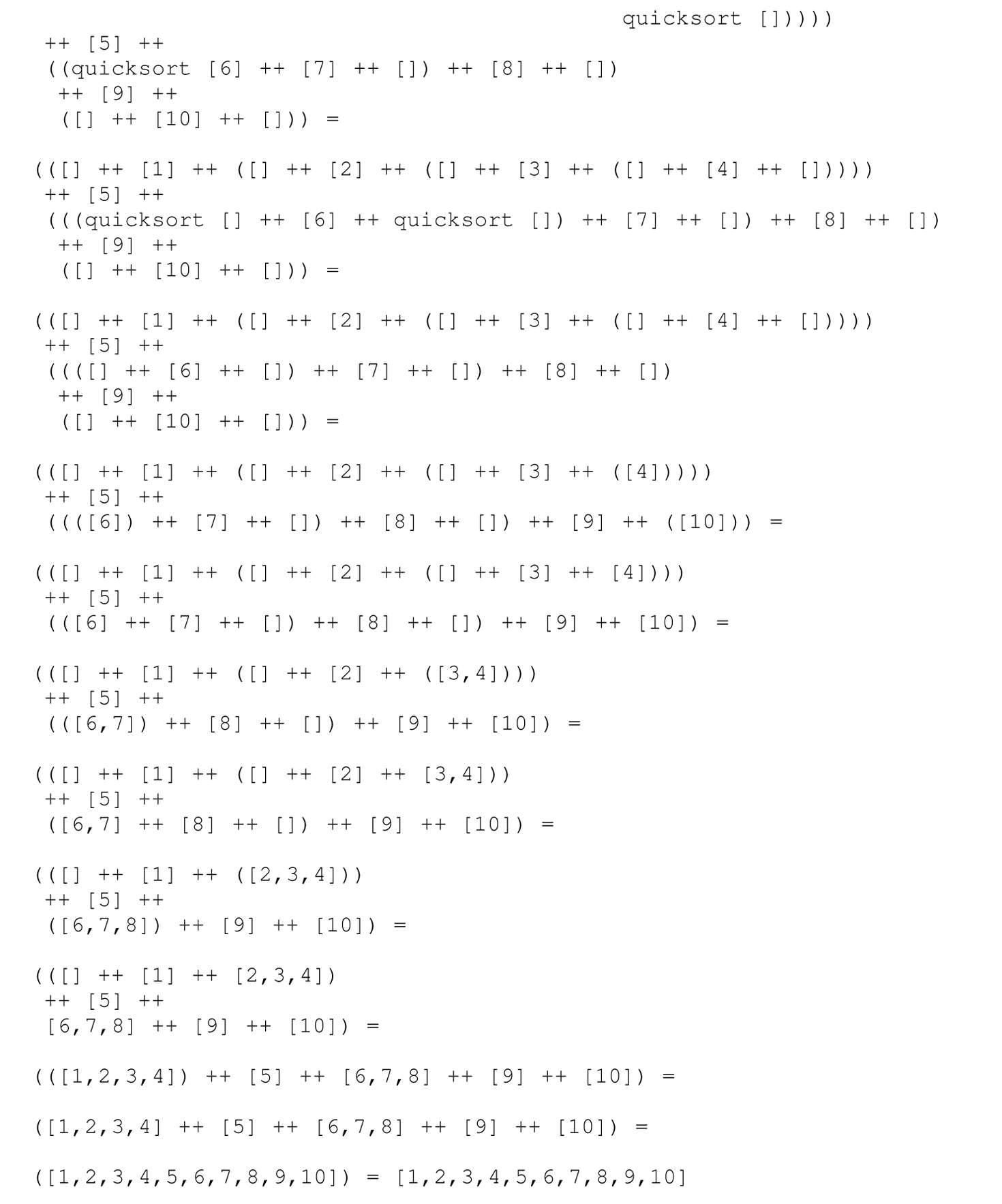 Continuation of the code with the function quicksort, consisting of 36 lines.