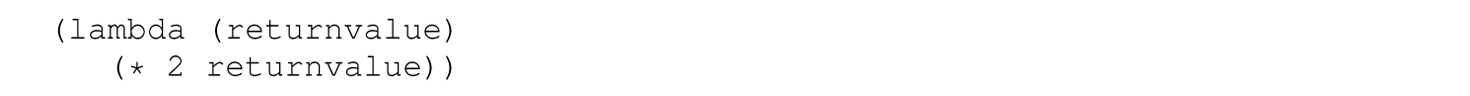 A set of two code lines with the function return value.