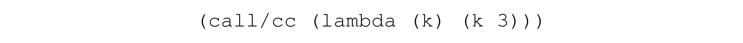 “A line reads as follows. Line 1. left parenthesis, call, Forward slash, cc, left parenthesis, lambda, left parenthesis, k, right parenthesis, left parenthesis, 3, right parenthesis, right parenthesis, right parenthesis.