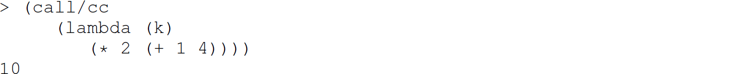 A set of four code lines with the function lambda and call forward slash c c.