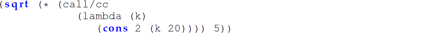 A set of three code lines in an expression with the function s q r t.