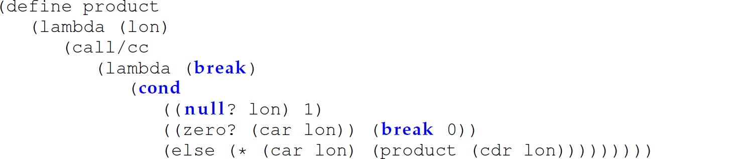 A set of eight code lines that defines the function product.