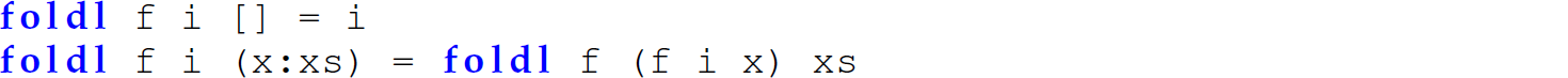 A set of two code lines with the function fold l.