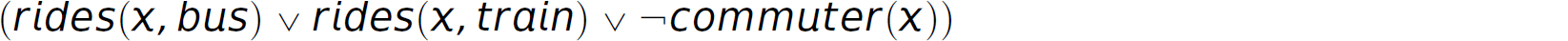 An expression of commuter in conjunctive normal form.