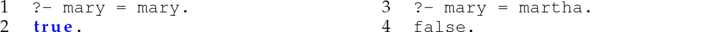 A set of four code lines in which two literals or constants only unify if they are the same literal.