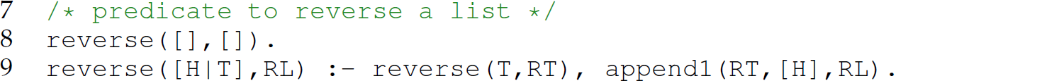 Continuation of the code in Prolog with the append predicate.