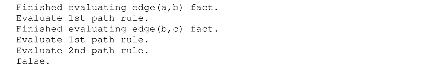 A set of six lines of output.