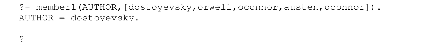 A set of three code lines in Prolog.