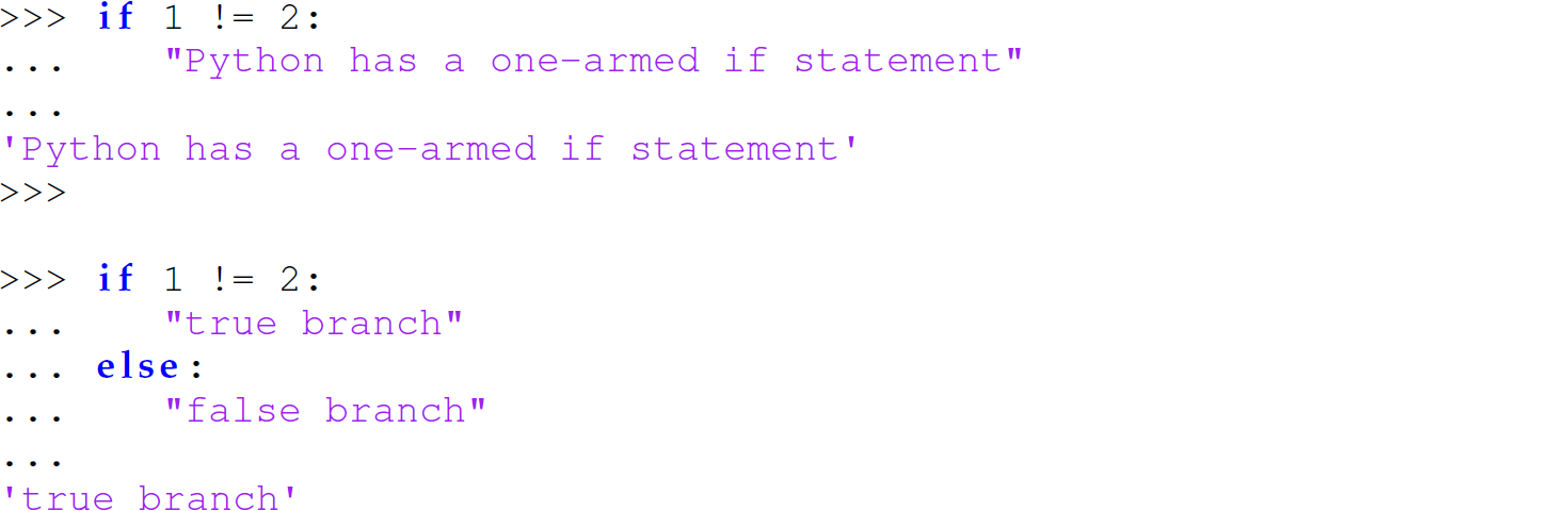 A set of five code lines in Python with if statement.