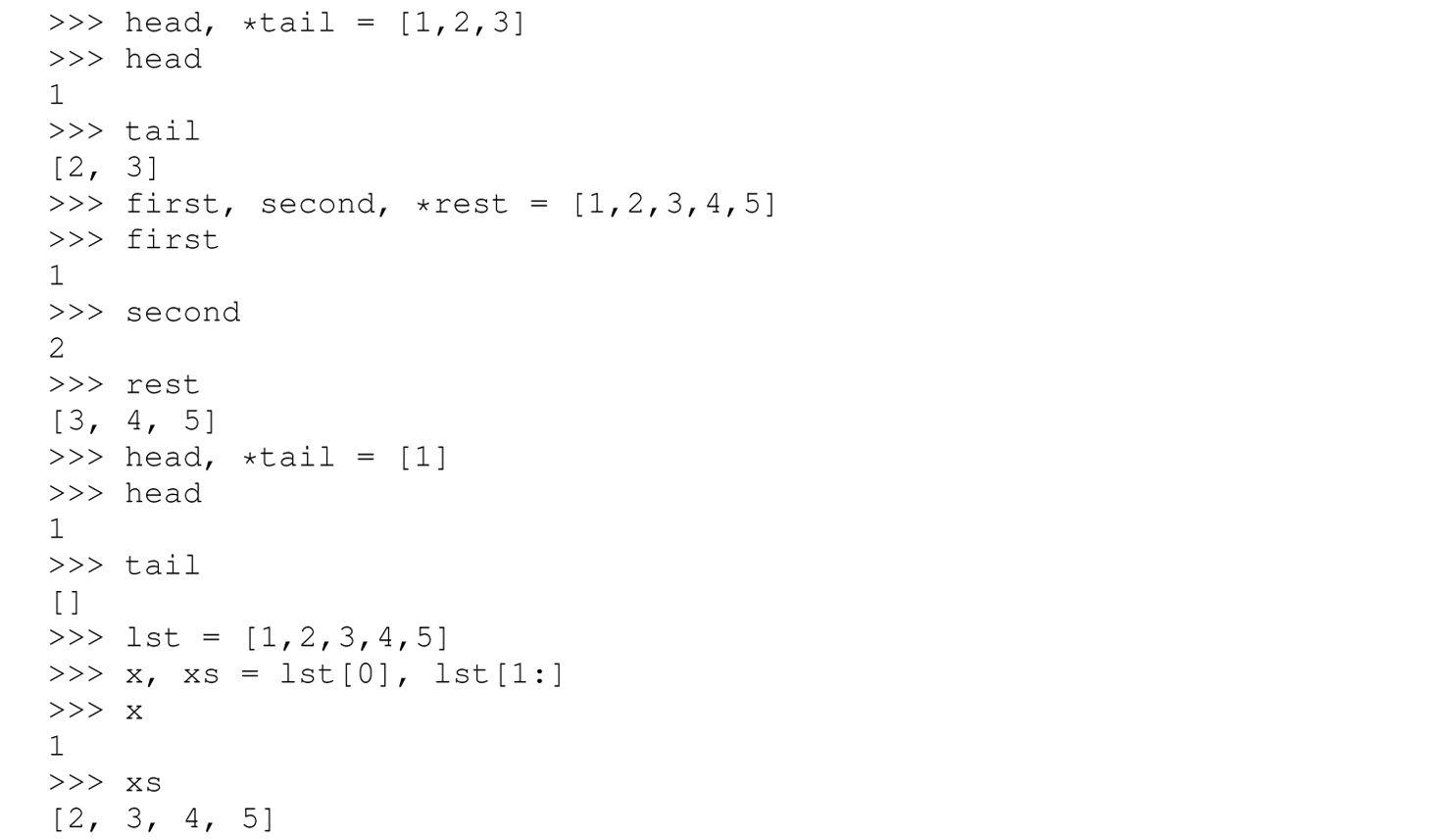 A set of 23 code lines in Python for pattern matching.