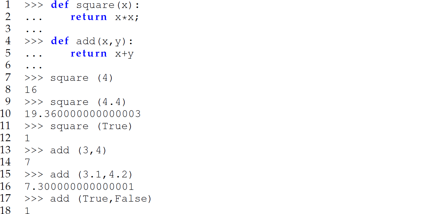 A set of 18 code lines in Python with simple user-defined functions.