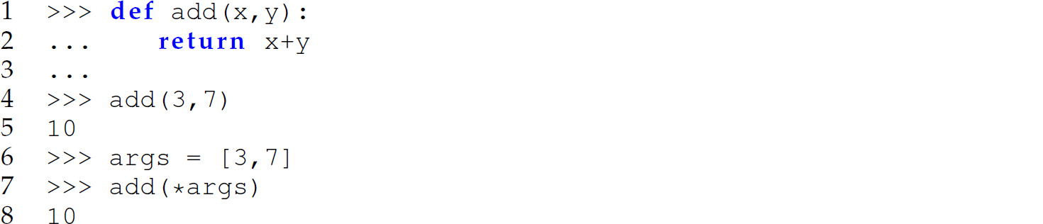 A set of eight code lines in Python that consists of an identifier prefaced with an asterisk.