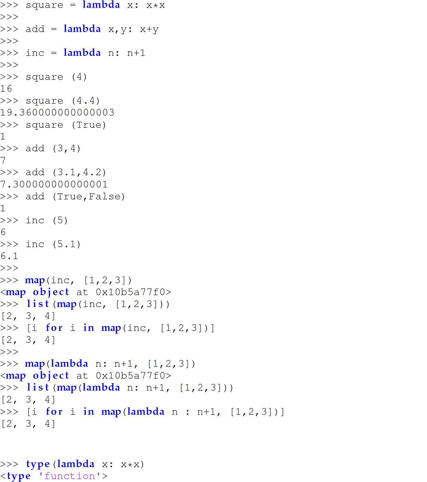 A set of 38 code lines in Python with lambda and map functions.